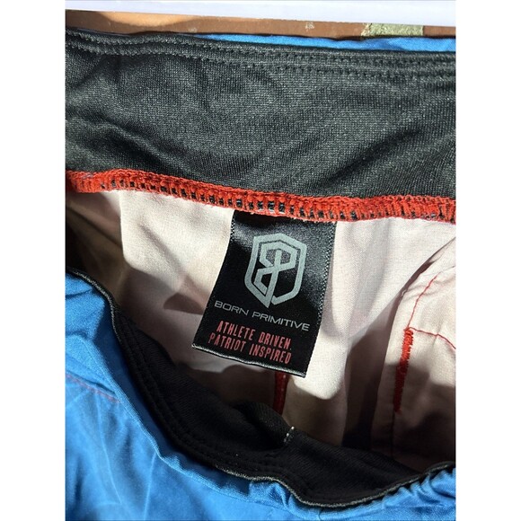 Born Primitive Shorts Athletic Sports Active Red/Blue Stretch Waist Mens Sz Med - Picture 6 of 7